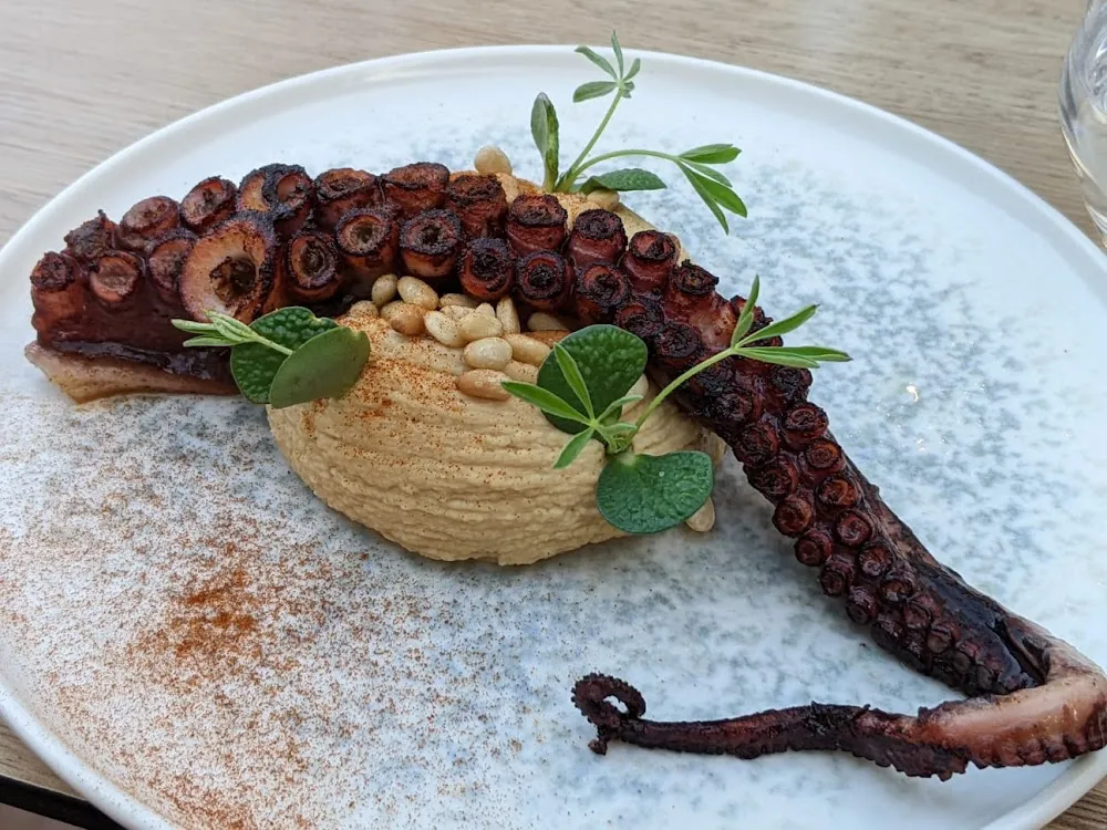 Poulpe Grillé Sur Houmous